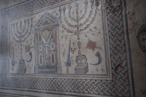 Jewish symbol mosaic at Hamat Teverya National Park 