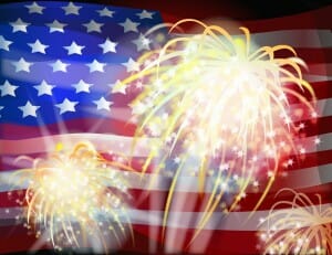 4th of July Clip Art Fireworks and Flag