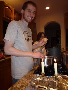 Aaron Bornstein making matzah balls