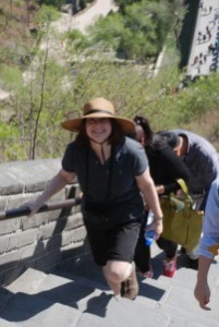 Sandra Bornstein Climbing up  The Great Wall China 2015