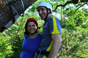 Sandy and Ira Bornstein Zip-Lining over Costa Rica Rainforest Canopy
