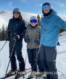 Sandy, Ira, and Jordan Bornstein skiing at Keystone