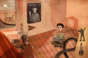 Illustration of Aaron Lansky in The Book Rescuer