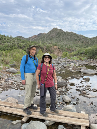 Sandy and Ira Bornsstein Hiking in Arizona, August 2021