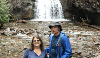 Sandy and Ira Bornstein hiking in Telluride, Colorado July 2020