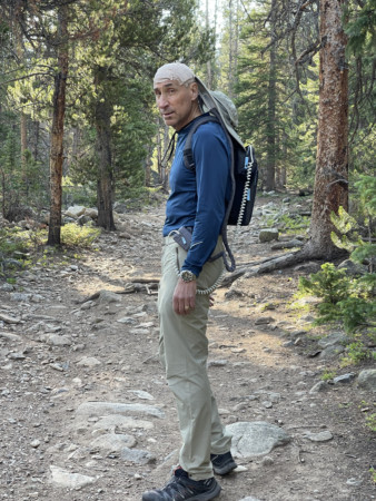 Ira Bornstein hiking with Optune in Colorado