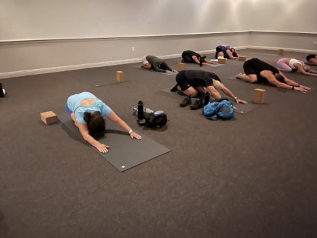 Sandy and Ira Bornstein participating in a yoga/meditation class at Civana Wellness Resort & Spa